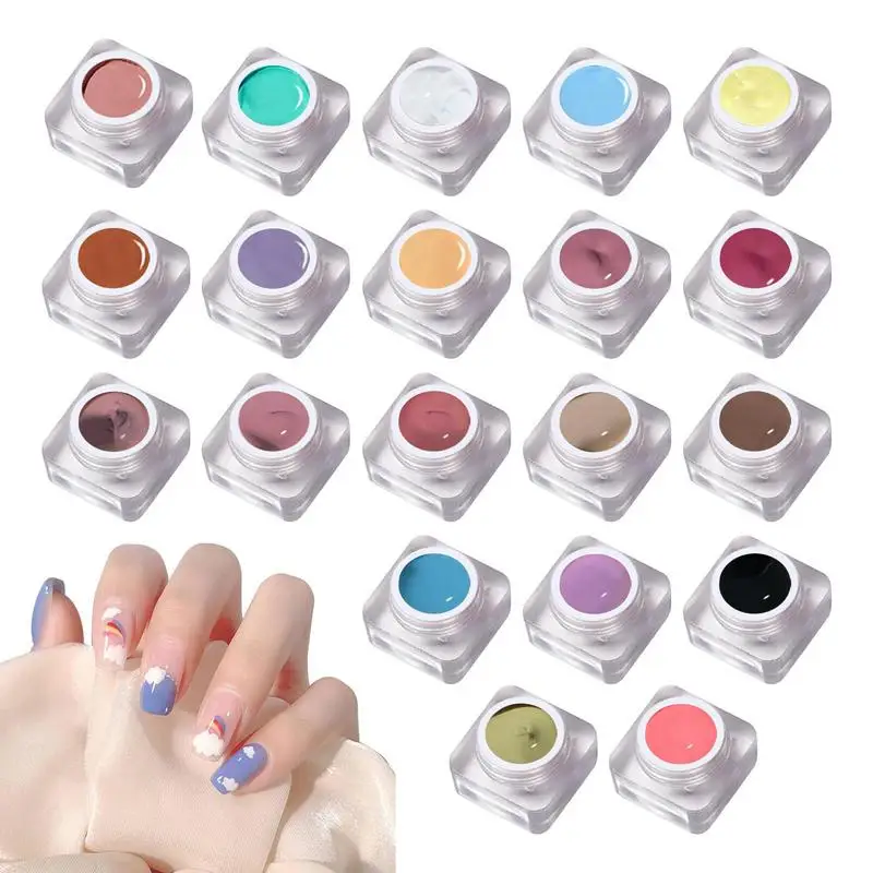 

Gel Paint For Nails Art Summer Bright Rainbow Neon Solid Gel Polish 20 Colors X 6ML Nail Art Pigment Gel Builder Polish Glue