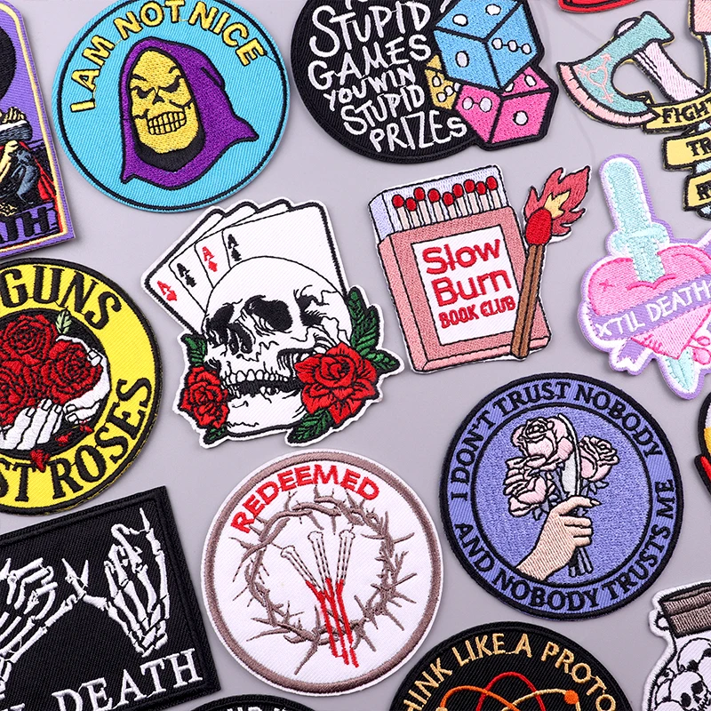 Description Picture 6 of itemSkeleton Loves Patch DIY Horror Style Embroidered Patches On Clothes Jacket Flowers Iron On Patch Sewing Stripe Fusible Applique