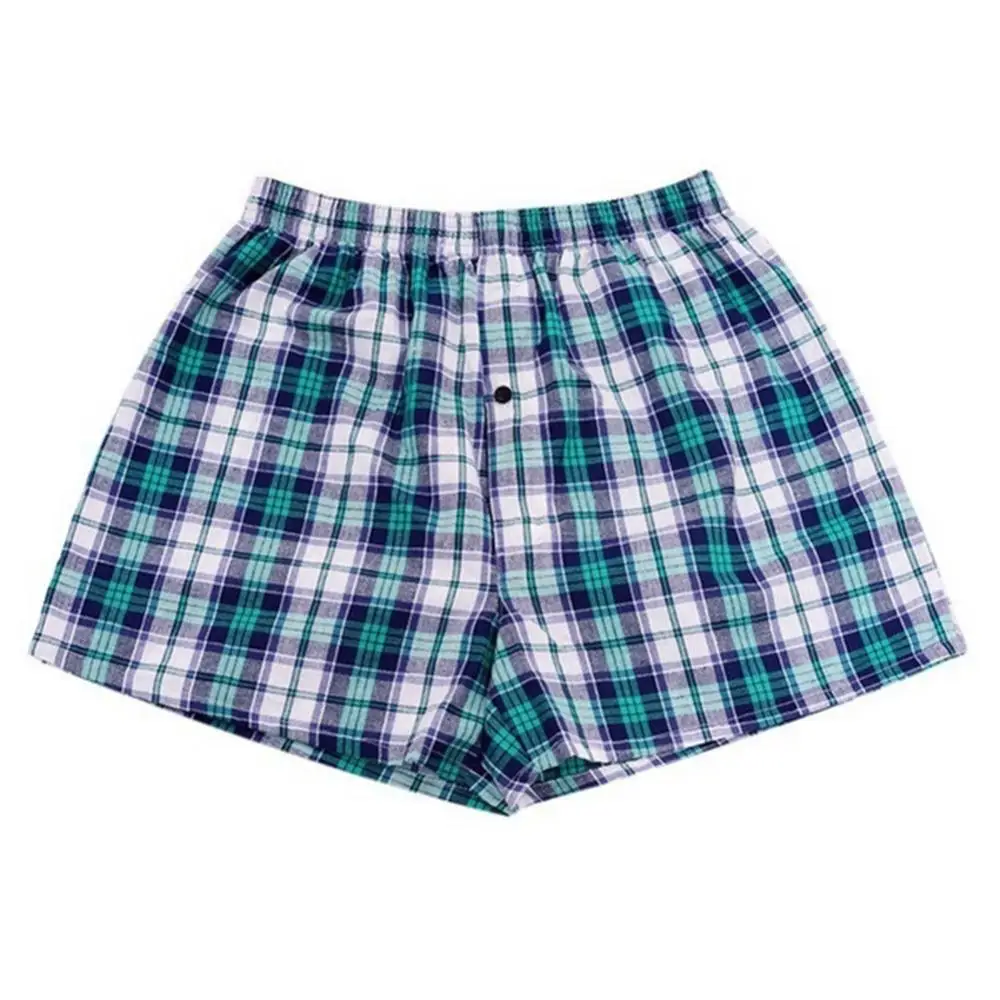 Casual Plaid Print Elastic Waist Men Underwear Summer Beach Pants Boxers Shorts Men's Swim Shorts Pajama мужское нижнее белье мимикс женское однотонное сексуальное белье полое цельное нижнее белье halter