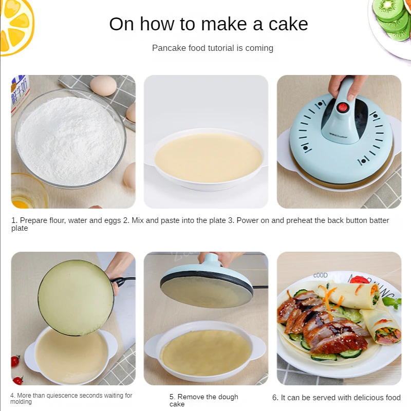 Non-stick Electric Crepe Pizza Maker Pancake Machine Griddle Baking Pan Cake Machine Kitchen Cooking Tools with Egg Beater crepe maker cake machine baking pan