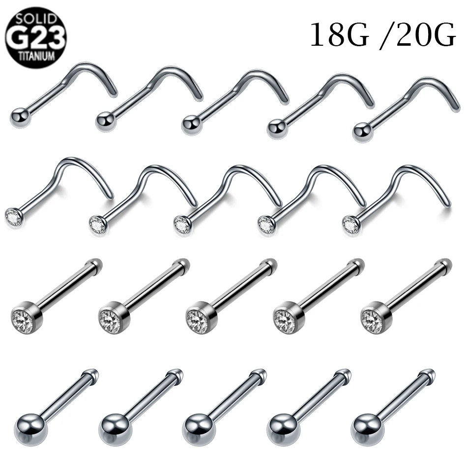 

10/20/50Pcs Implant Titanium Nose Piercing Nostril Jewelry Stud Earrings 18G 20G Nose Wing Pircing Nariz Body Jewelry for Women