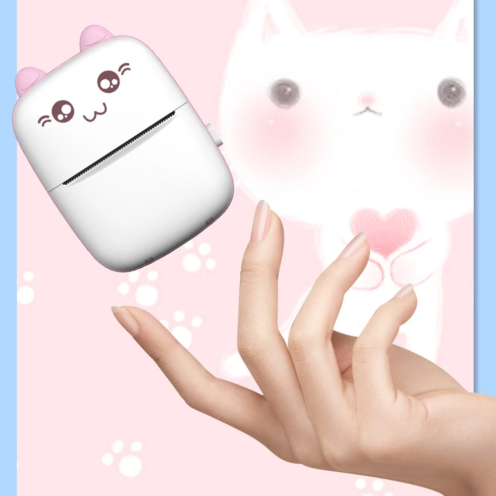 미니 접착 라벨 프린터 블루투스 호환 포켓 열전사 프린터 사진 영수증 메모 목록용 무선 스마트 프린터