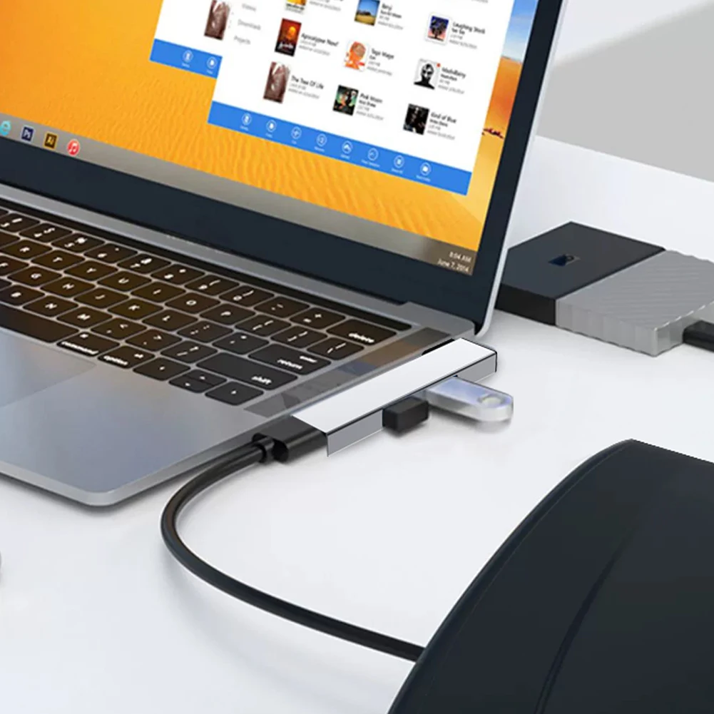 Compact Multiport 3-in-1 USB Hub with High-Speed 5Gbps Transfer