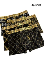 4 pièces/ensemble sous-vêtements pour hommes Boxer à la mode antibactérien confortable hommes Boxershorts garçons mince coin plat culotte Aisan taille 1