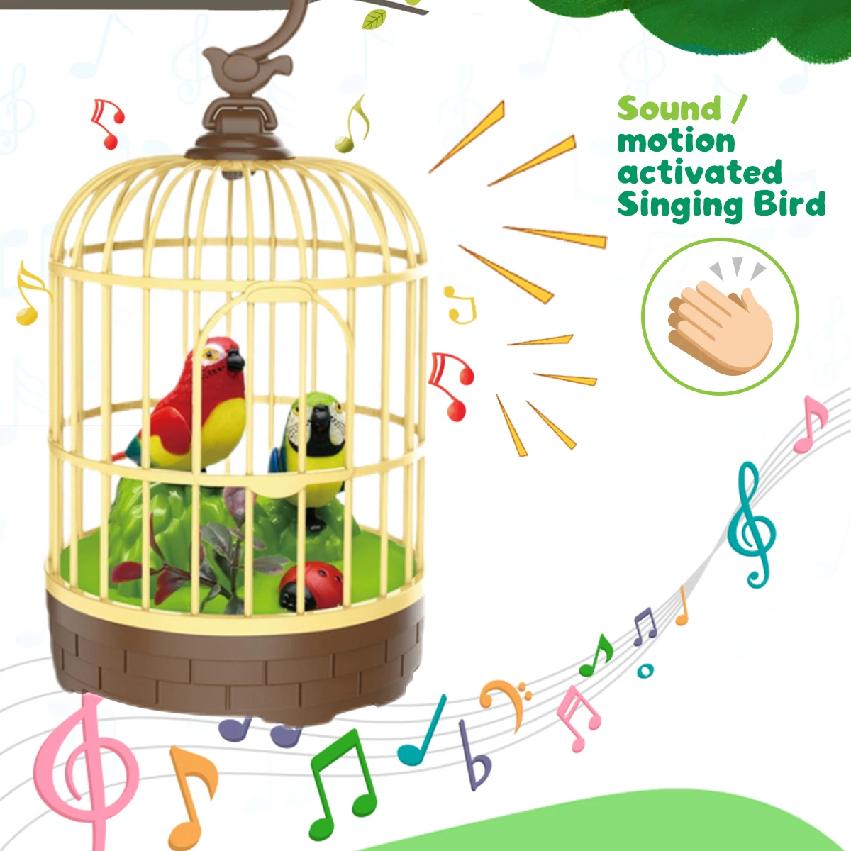 Singing&Chirping Bird In Cage Realistic Sounds&MovementsSinging Chirping Bird Toy In Cage Realistic Sounds Movements Activated 2