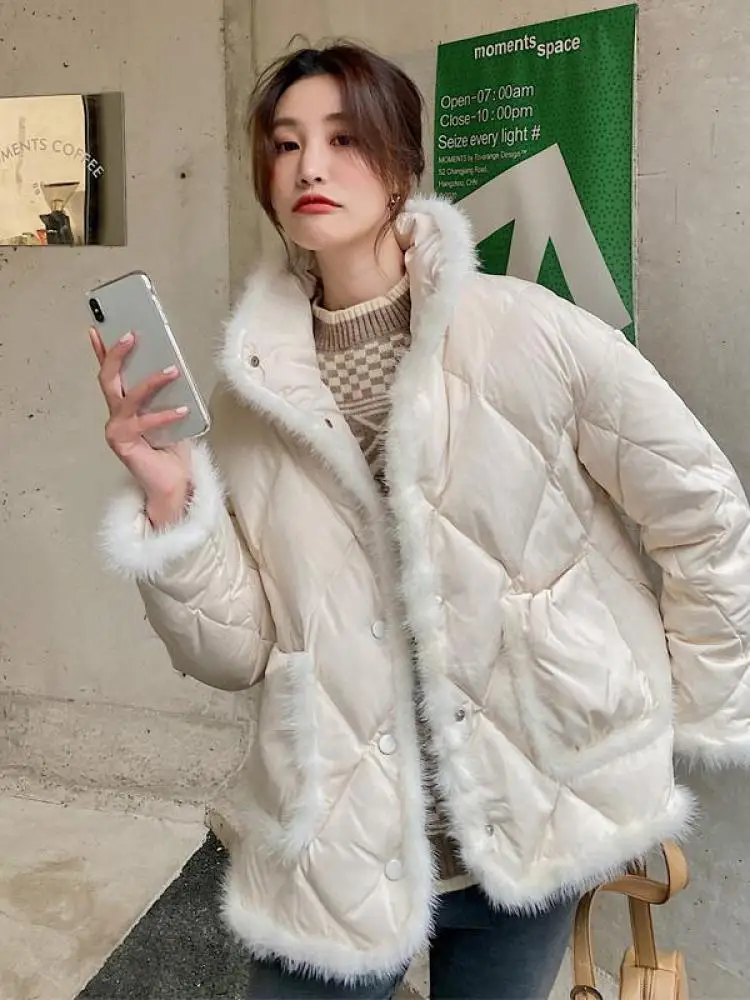 Winter Women Stand Collar Puffer Jacket Casual Long Sleeve Lightweight  White Duck Down Coat Female Short Outwear Abrigo Mujer - AliExpress