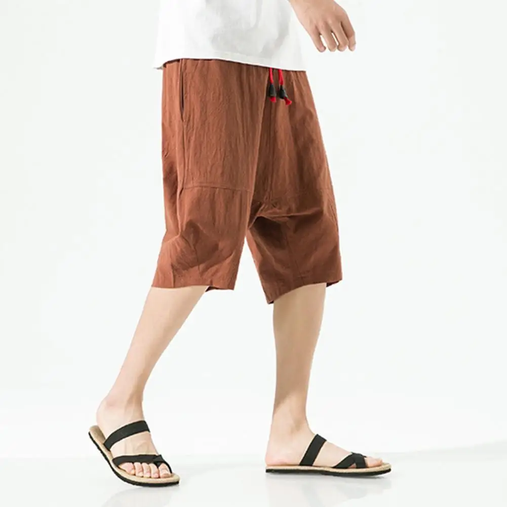 

Fashion Men Shorts Moisture Wicking Casual Shorts Elastic Waistband Male Casual Solid Color Loose Short Trousers Versatile