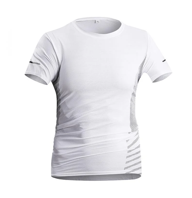 Ice sensitive elastic top 2024 summer new ice silk outdoor sports fitness short sleeved T-shirt_voghion.com
