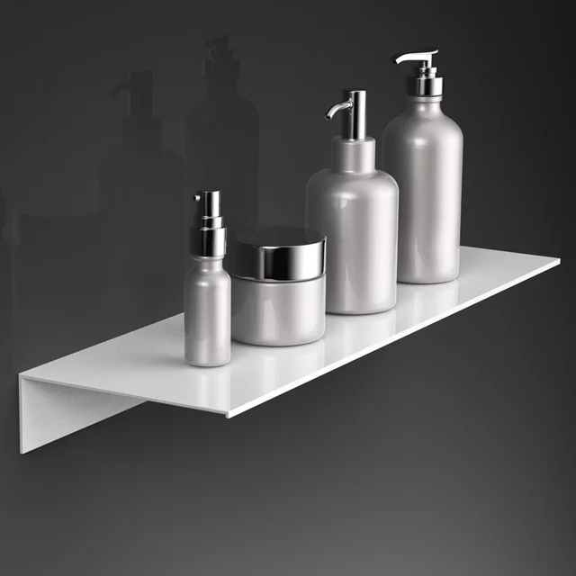 Floating Wall Shelf Shower Shampoo Holder Stainless Aluminum Organizer ...