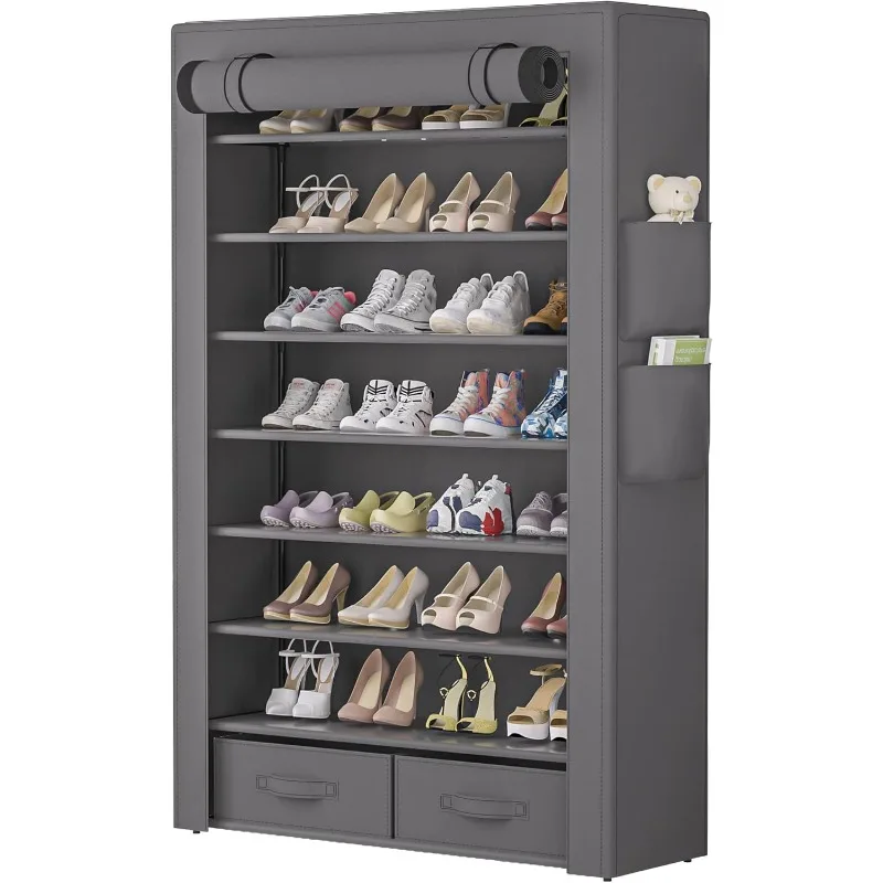 Shoe Rack Storage Cabinet 32 Pairs Organizer Shelf Tall for Shoes Large Free Standing Racks Vertical Shoe