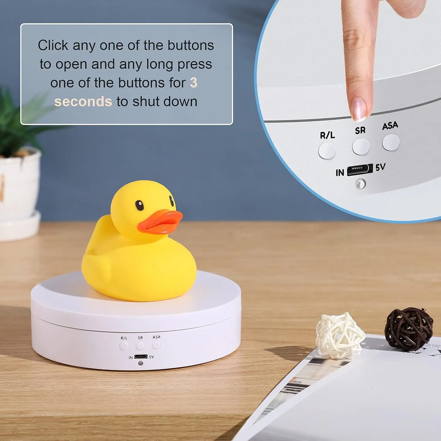 Motorized 360° Rotating Display Stand with USB Power – Black