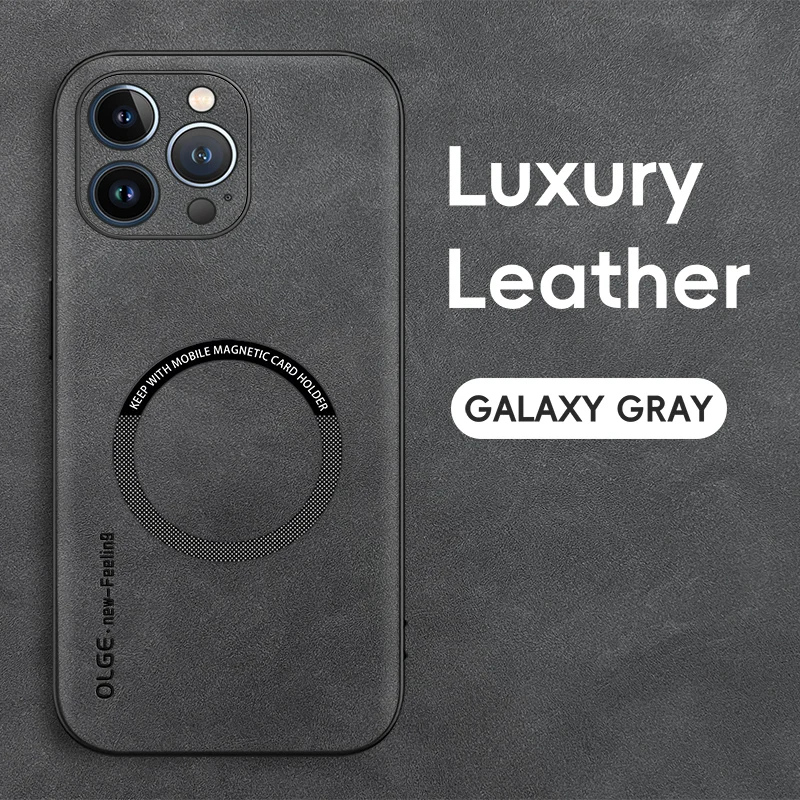 Magnetic Retro Leather Soft Phone Case with Wireless Charging Compatibility