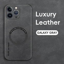 Magnetic Retro Leather Soft Phone Case with Wireless Charging Compatibility for iPhone 14 Pro Max (GRAY)
