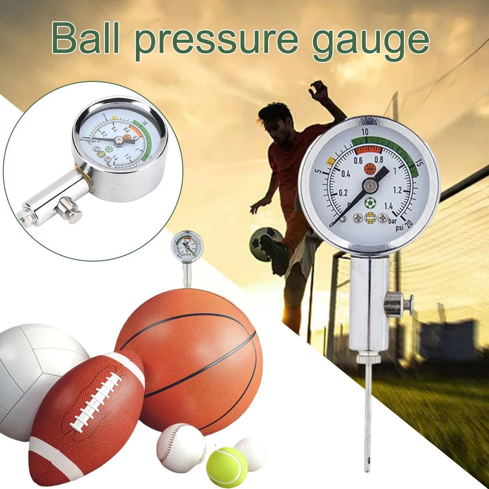 Soccer Ball Manometer Air Clock Volleyball Basketball Soccer Balls