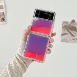 Luminous 3D Quicksand Shockproof Liquid Phone Case - Fashionable and Cool Back Cover for Galaxy Z Flip7FE (PURPLE)