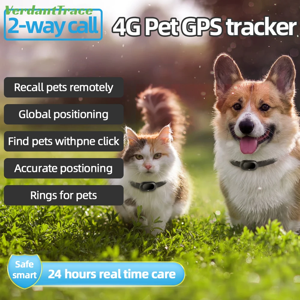 4G GPS Pet Tracker Voice Monitor Pet Dog Cats Gps Anti Loss Mini Tracker IP67 Waterproof GPS Locator Free APP Electronic Fence