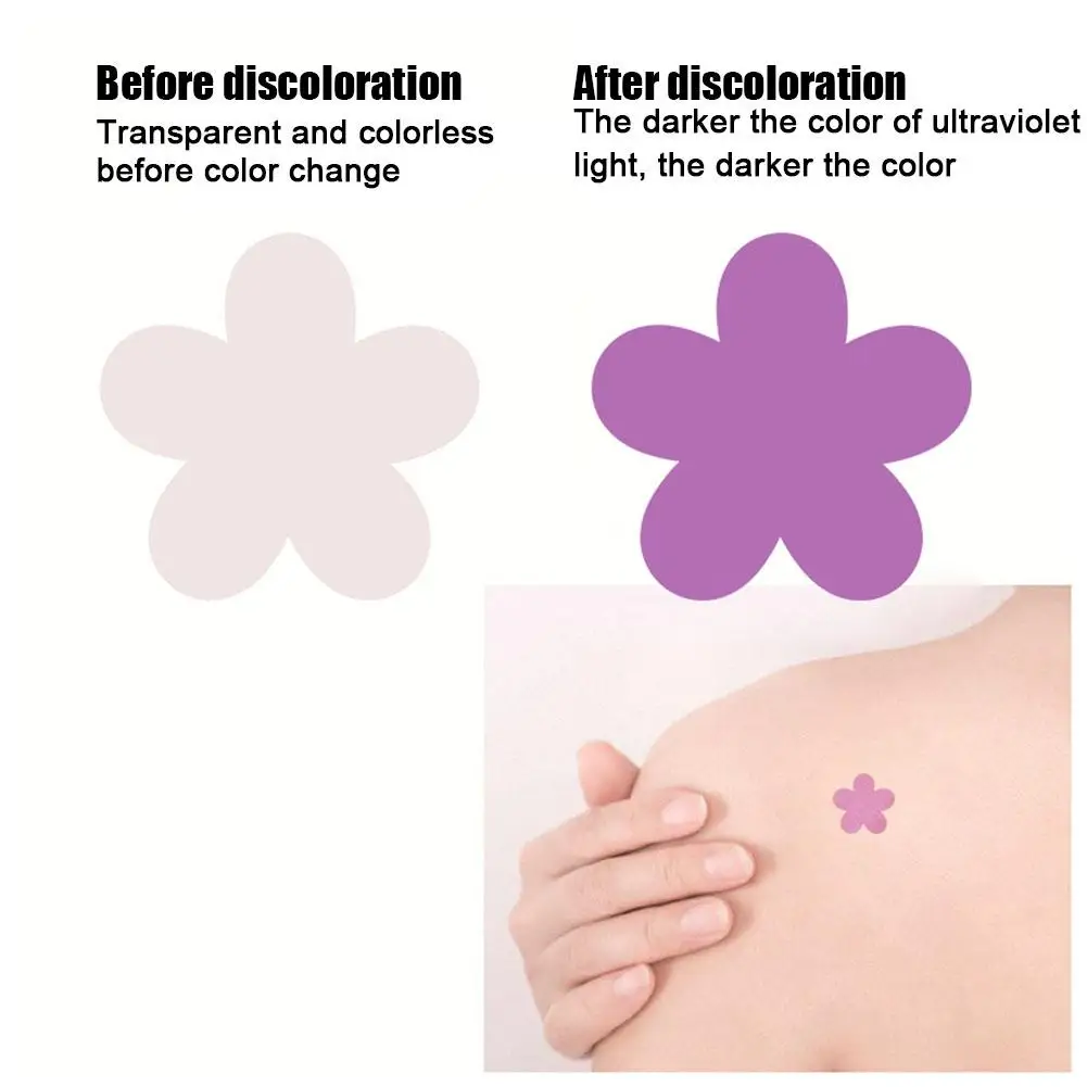 20pcs UV 감지 패치 자외선 차단제 용 UV 테스트 스티커 써니 감지 패치 태양 보호 알림 안전