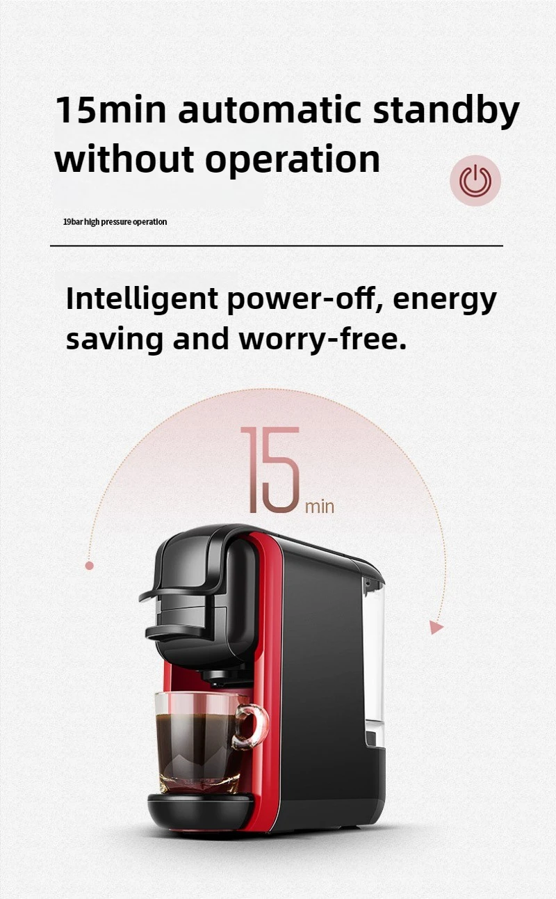 Heatable Italian Capsule Coffee Machine Home Small Office American All-in-one Machine Automatic Coffee 19Bar Pumped