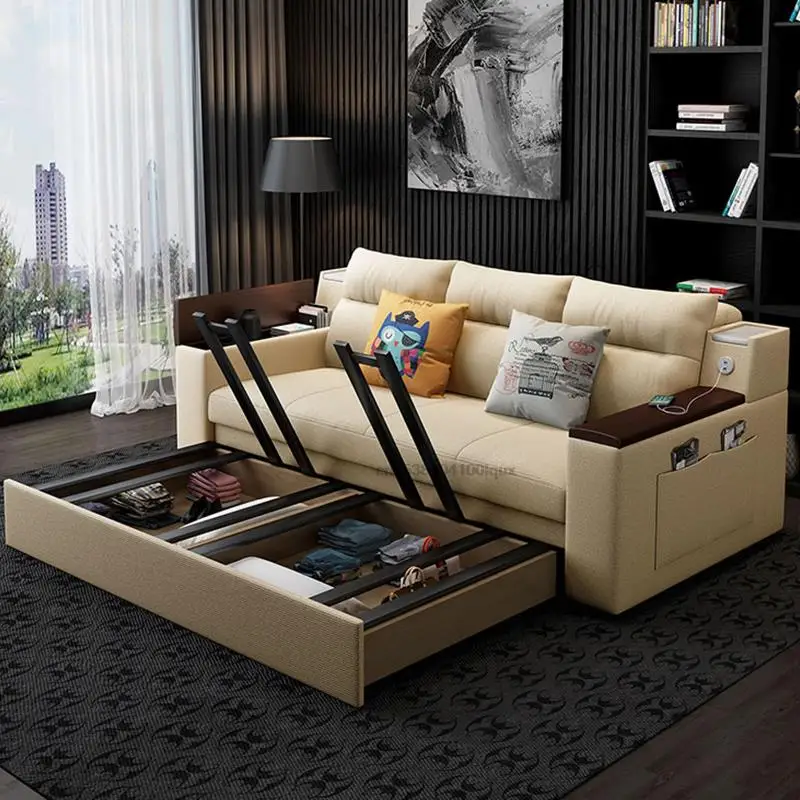 Sofa Bed Folding Bed Latex Sitting And Lying Multifunctional Retractable Single Double Living Room Small Apartment Sofa Dual-Use