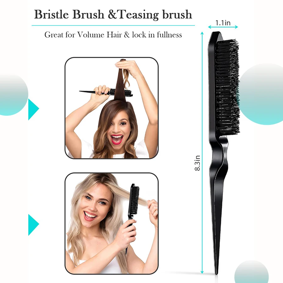 3-Piece Hair Brush Set, Edge Control Comb & Detangler, Double-Sided Hairline Brush, Smooth Comb, Suitable for All Hairstyles