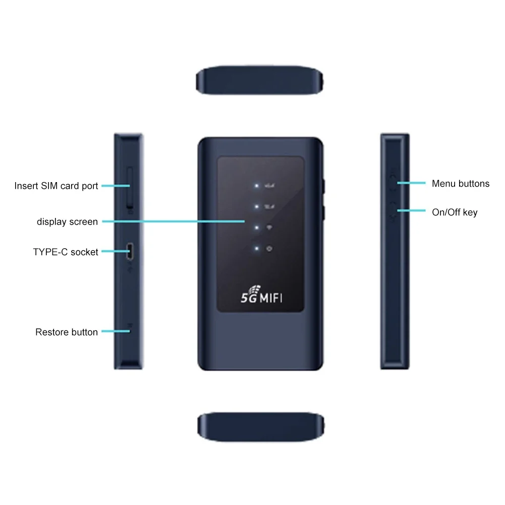 4G MiFi Mobile Modem Portable Wi-Fi Device with SIM Card Slot WiFi5 Dual Band 5Ghz Hotspot 4400mAh Wireless Wifi Router For Home