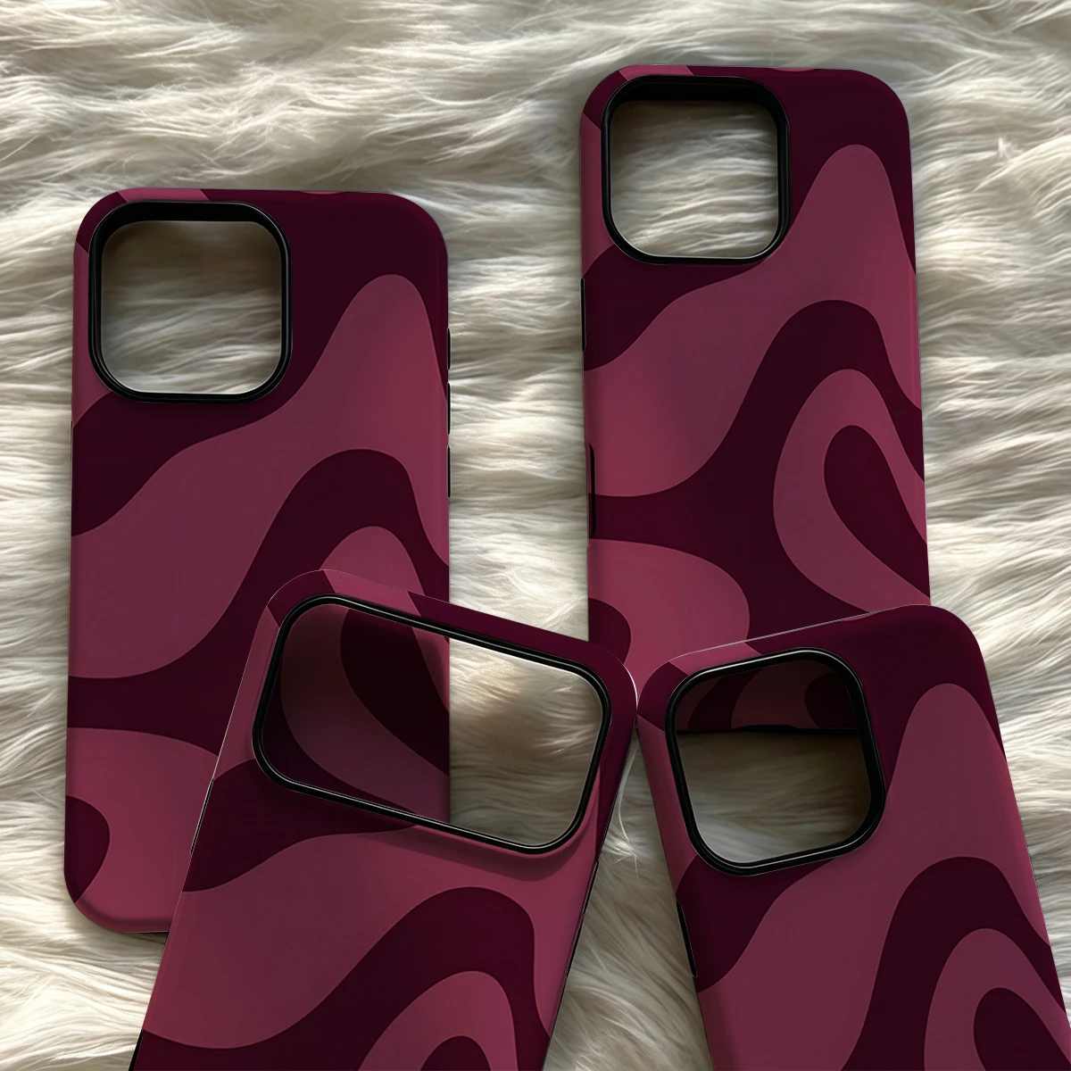 Premium Burgundy Flow Double-Layer Phone Case: Essential Protection