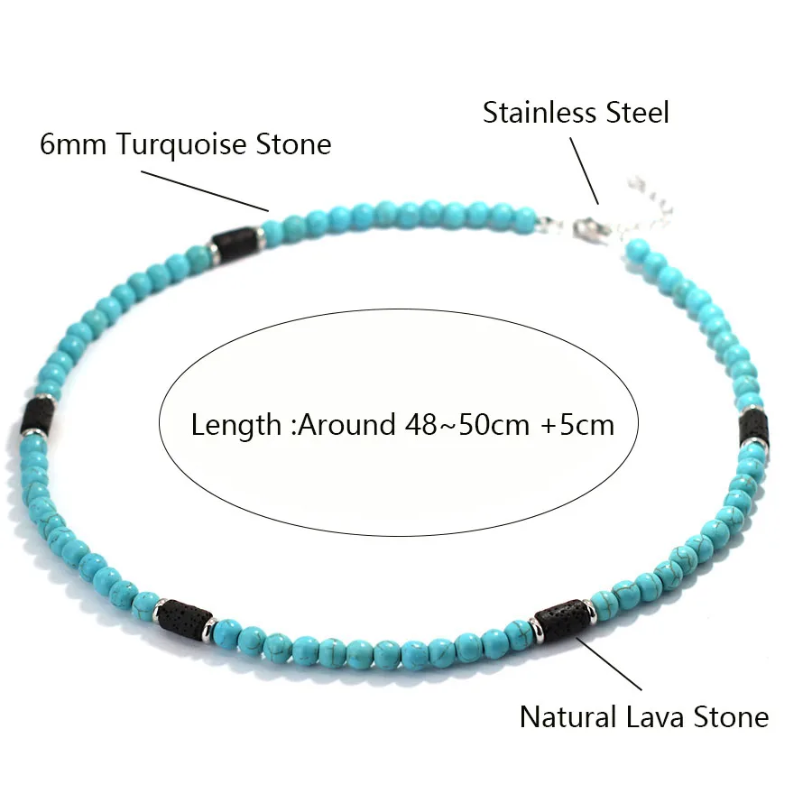 Tiger Eyes Howlite Lava Beads Men Necklace Natural Stone