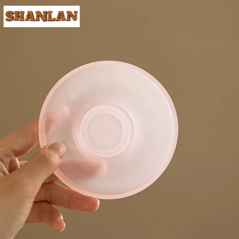 150ml Handmade Kneading Flower Glass Gaiwan Luxury Pink Glazed Crystal Sancai Tea Tureen Tea Brewing Cover Bowl Items Craft