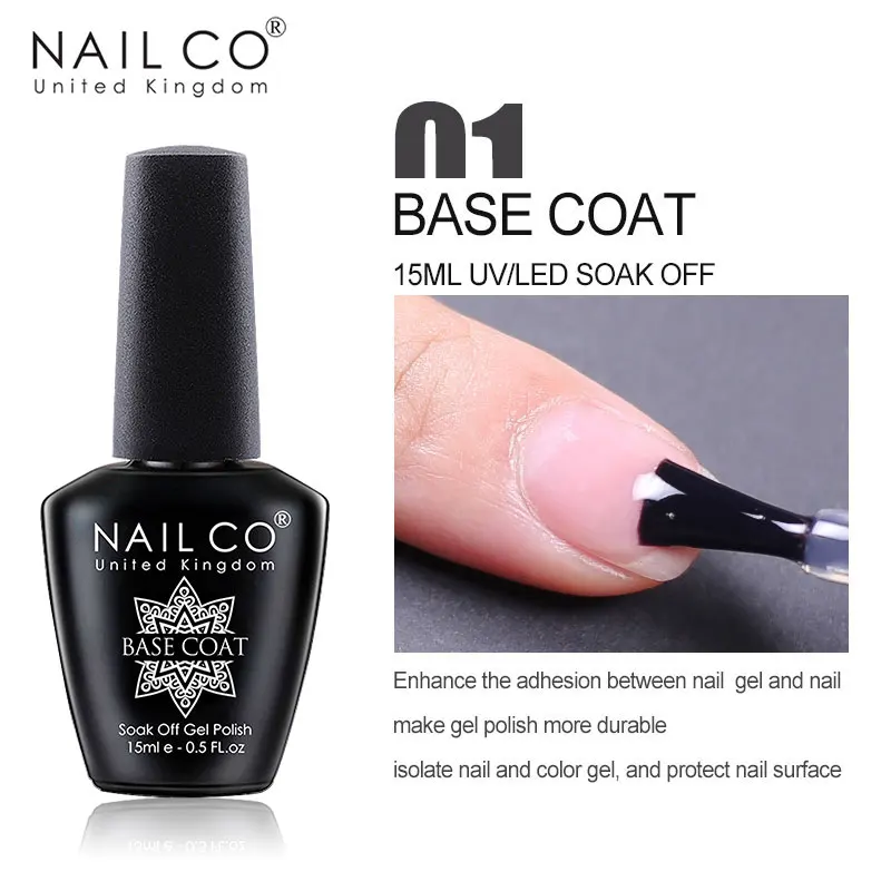 NAILCO 15ml Top Coat And Base Coat Art Design Gel Nail Polish UV Top Base Coat UV LED Soak Off Gel For Nail Decoration Varnish 4