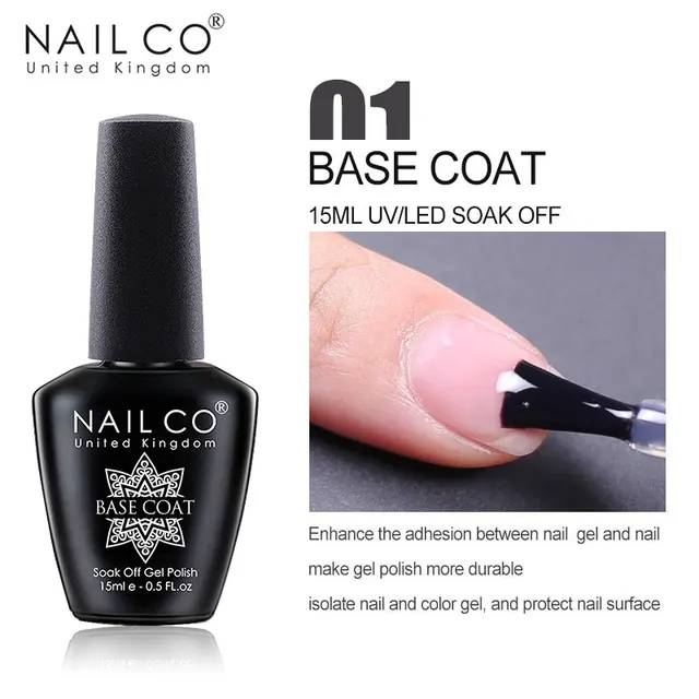 NAILCO 15ml Top Coat e Base Coat Art Design Gel Smalto per unghie UV Top Base Coat UV LED Soak Off Gel per la decorazione delle unghie Vernice 4