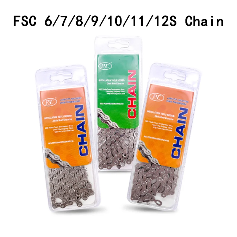 FSC 6/7/8/9/10/11/12 속도 Velocidade 자전거 체인 116/126 링크 초경량 MTB Mountain Road Bike 6S 7S 8S 9S 10S 11S 12S