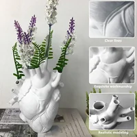 Vase Container Simulation Anatomical Heart-shaped  Dried Flower Pot Art Vase Human Statue Desktop Home Decoration Ornaments 2