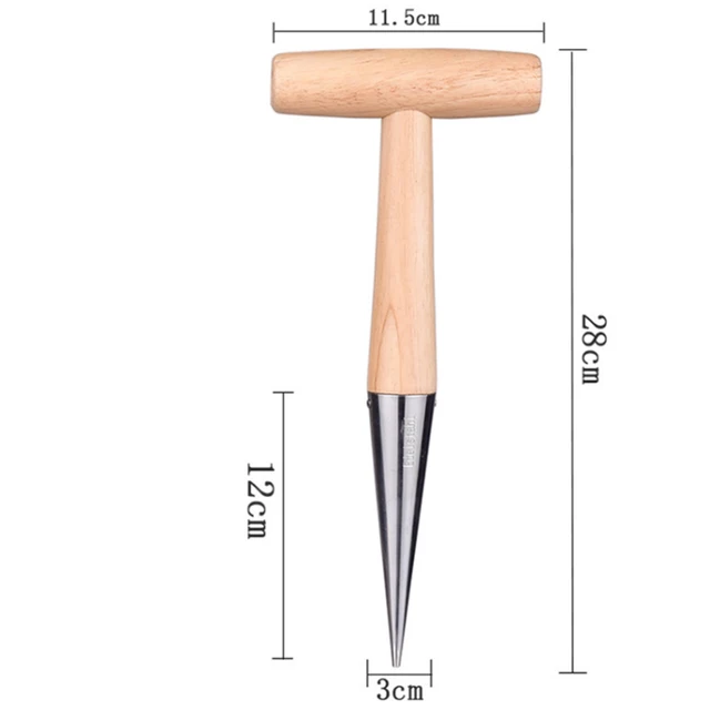 Rozsdamentes Acél Dibber Kültéri Ültetéshez, Laza Talaj Kiegészítő Növényi Fa Fogantyú Szerszámok Lyuk Lyukasztás - Image 2