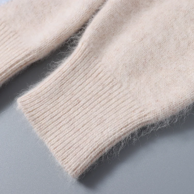 100% mink cashmere sweater men's autumn and winter O-neck thick pullover peacock tail flower plus size sweater casual knit top