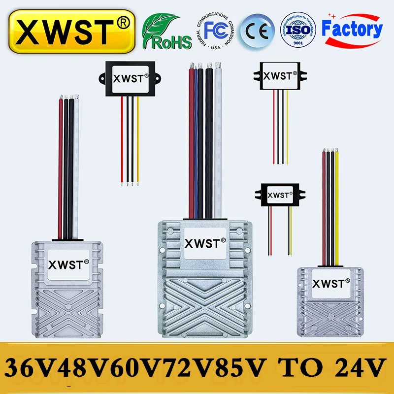 XWST DC DC Step Down Converter 36V48V60V72V85V ถึง 24V กันน้ํา IP67 แปลงเป็น 24VDC Buck แหล่งจ่ายไฟรถยนต์ 1