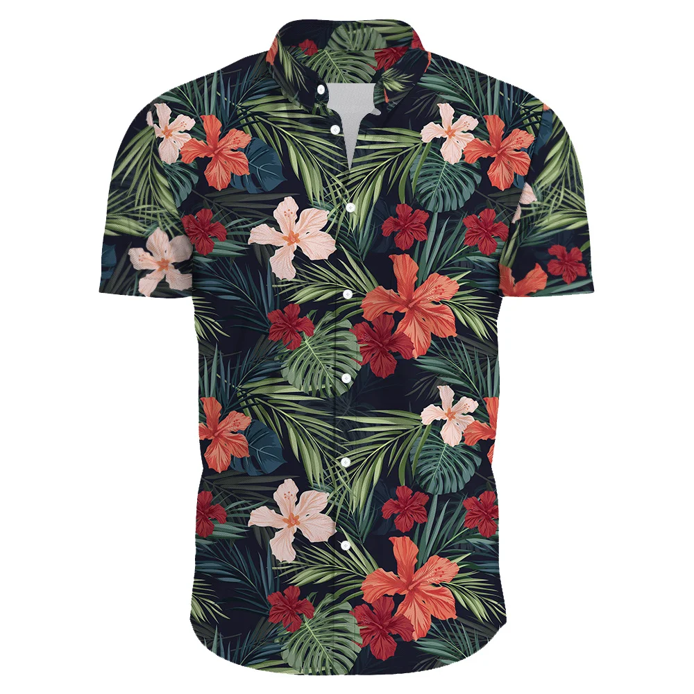 Hawaiian-Flower-Casual-Men-Shirts-Print-With-Short-Sleeve-For-Korean ...