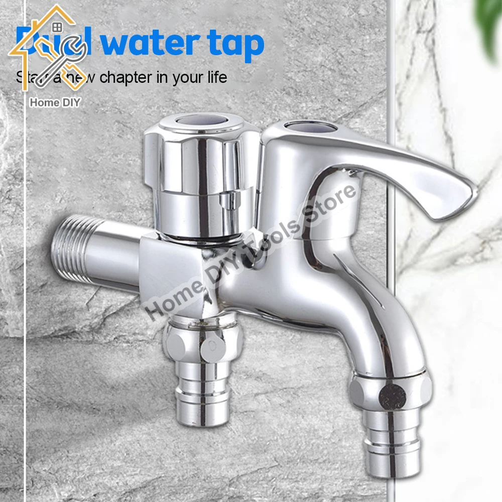 Washing Machine Faucet Double Water Outlet Mop Pool Brass Tap Outdoor