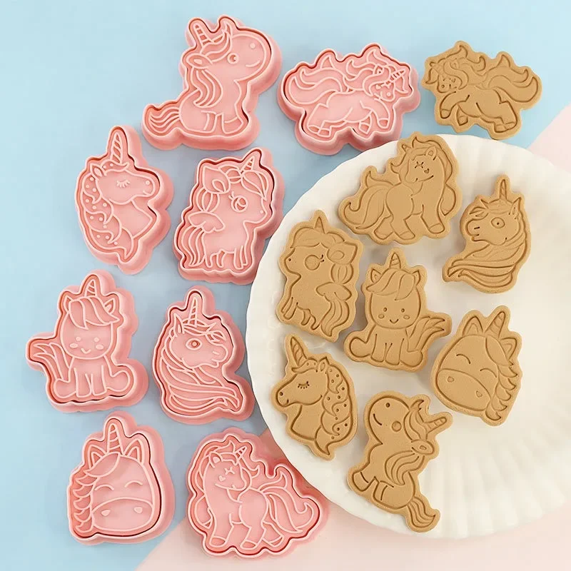 Unicorn Shape Mold Baking Accessories Cartoon Home Handmade DIY 3D Press Mould Cookie Frosting Fondant Cake Decoration Tools