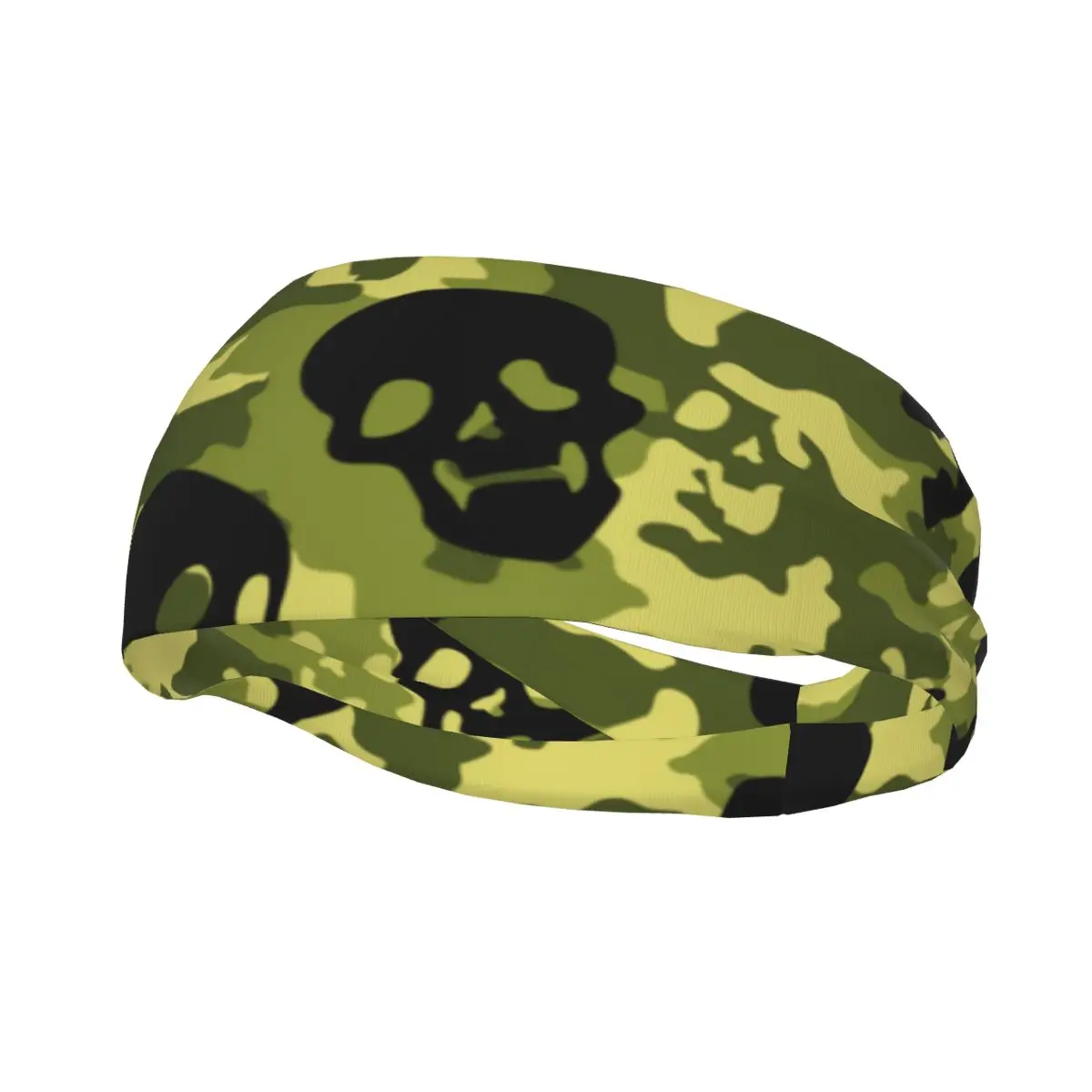 

Skull Camouflage Sweatbands Elastic Running Sweat Headband for Unisex Headwear Green Camo Hair Bandages Jogging Yoga Hair Turban