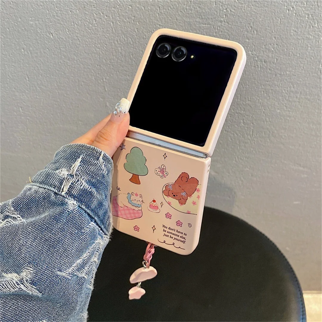Korean Cute Tree Kitty Puppy Cake Phone Case with Pink Cloud Pendant
