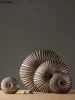 Resin Crafts Flower Arrangement Round Flower Vase Stripe Irregular Bumps Imitation Wood Texture Modern Home Decoration 5