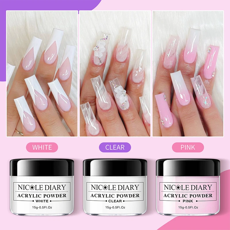 Acrylic Powder Liquid Set Nail Brush Kit Nail Forms 3D Tips Carving Extension nail powder nail acrylic liquid acrylic nail powder nail kit