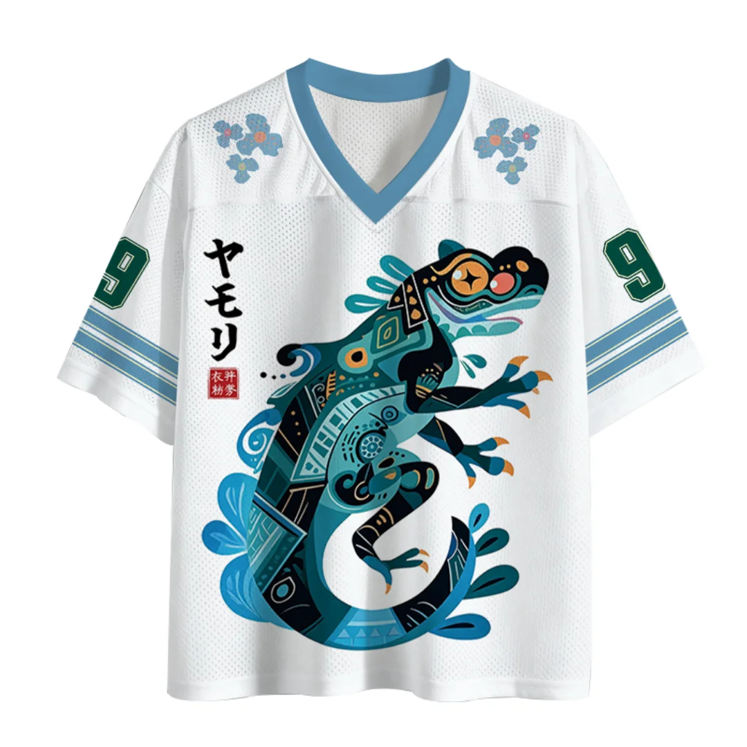 Sommer Herren Damen V-Ausschnitt Mesh Casual Sport T-Shirt Neuer Japanischer Stil Unisex Mode Trikot Sommer Herrenbekleidung Schnelltrocknend
