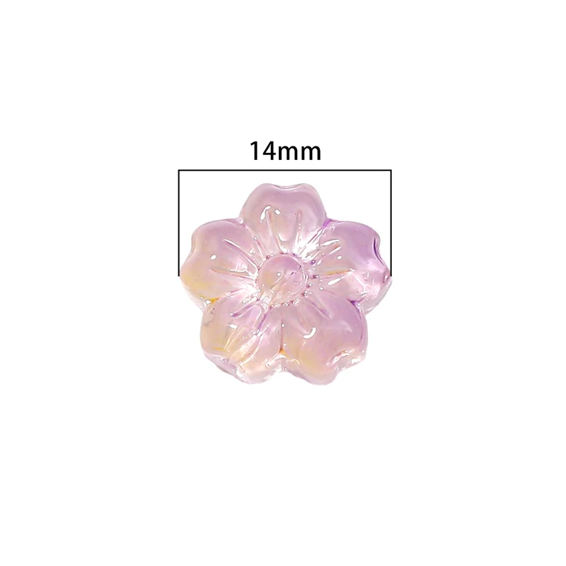 10pcs 14mm Crystal Glass Cherry Blossom Flower Beads Charm Loose Bead for DIY Craft Making Garment Apparel Supplies Decoration
