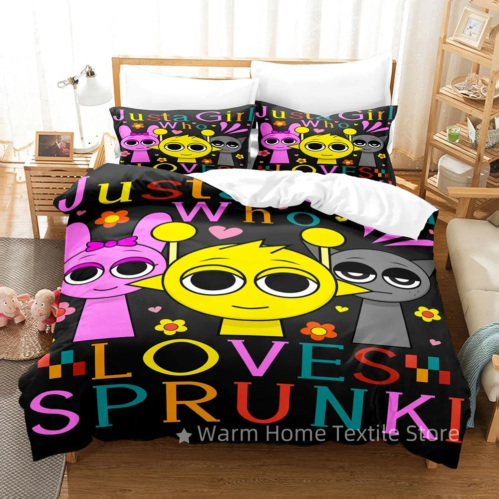 Sprunki Bedding Set Incredibox 3D Printed Music Game Duvet Cover Set Soft Single Twin Double Queen King Size Sprunki Gifts Kids