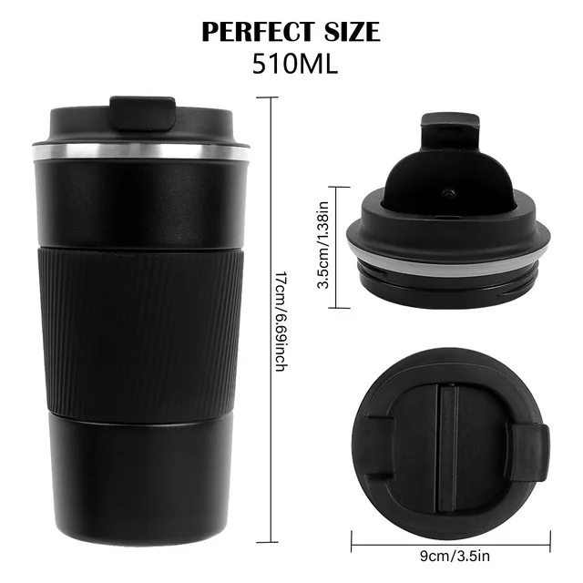 510ML Stainless Steel Coffee Cup Thermos Mug Travel Water Bottle Leak-Proof Car Vacuum Flask Keeps Cold and Heat Thermal Mug 6