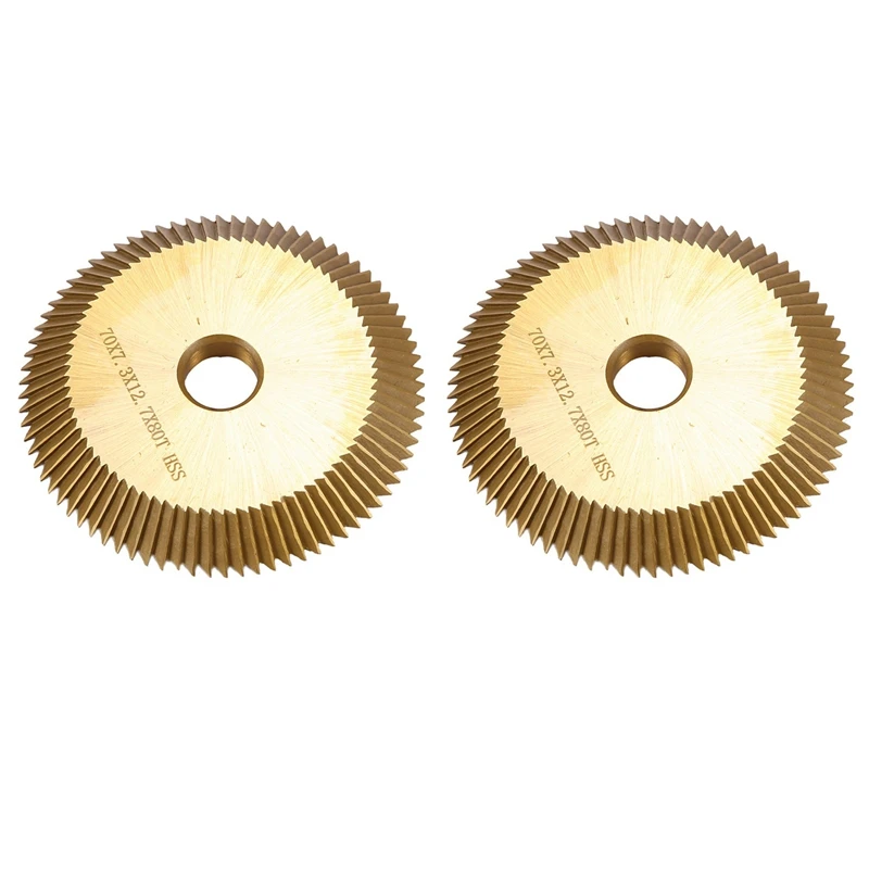 

New 2Pc Titanium Coated Key Machine Cutter 70X7.3X12.7Mm 80T Hss Key Duplicate Machine Saw Blade For Cutting Keys