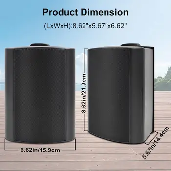 Herdio Passive Outdoor Speakers Wired Waterproof All-Weather Durability 400W Mounted with Tweeter for Patio Backyard (2 Pairs) 2