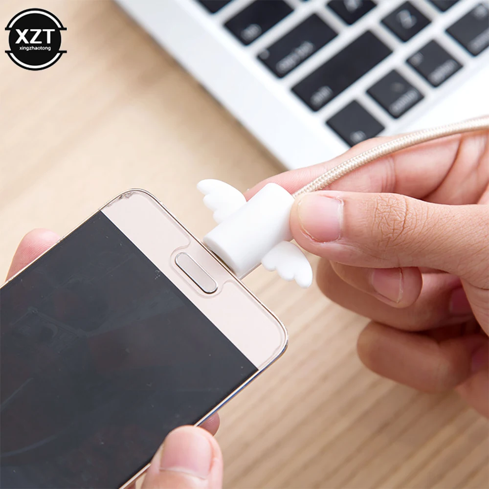 Cute Angel Wings Cool Bat Cable Protector Sleeve Anti-Breaking Charging Data Line Protector for iPhone Original Cable Winder