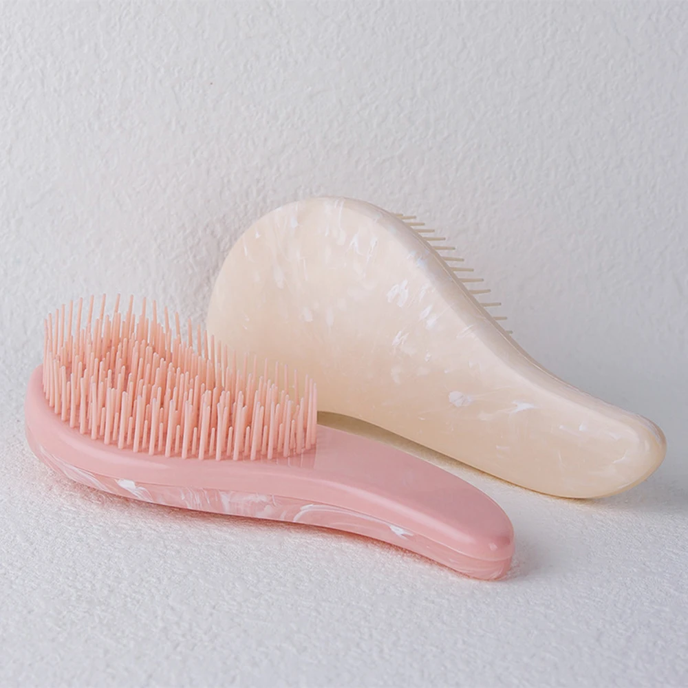 1pc Antistatic Hair Comb Brush Marbled Handle Detangling Comb Shower